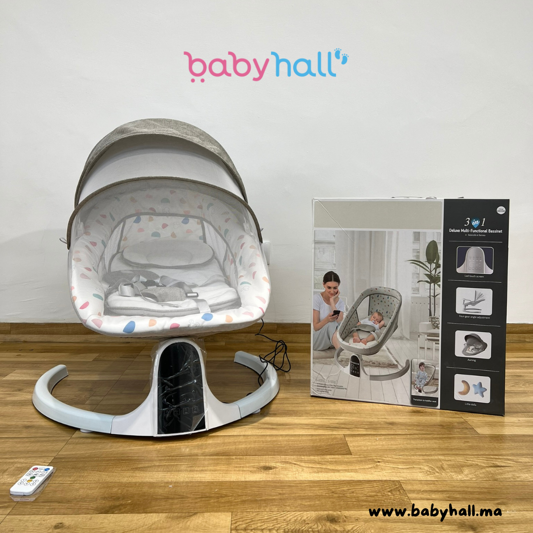 Balancelle électrique Bébé 3-en-1 Deluxe avec Télécommande