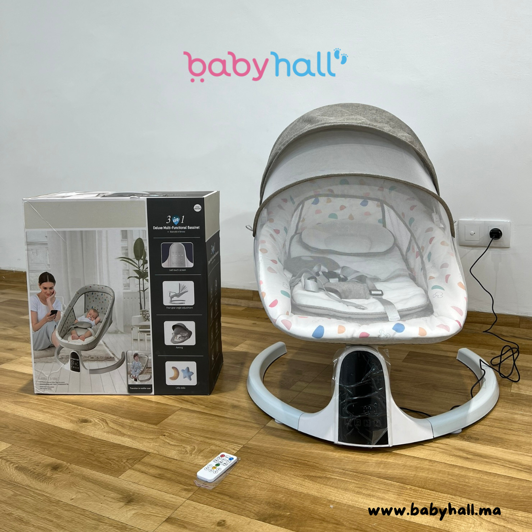 Balancelle électrique Bébé 3-en-1 Deluxe avec Télécommande