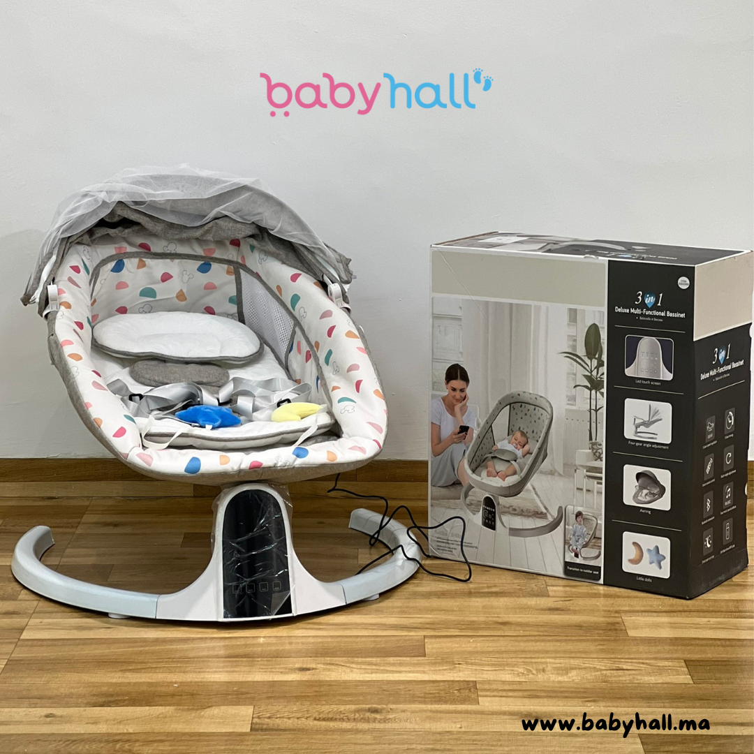 Balancelle électrique Bébé 3-en-1 Deluxe avec Télécommande