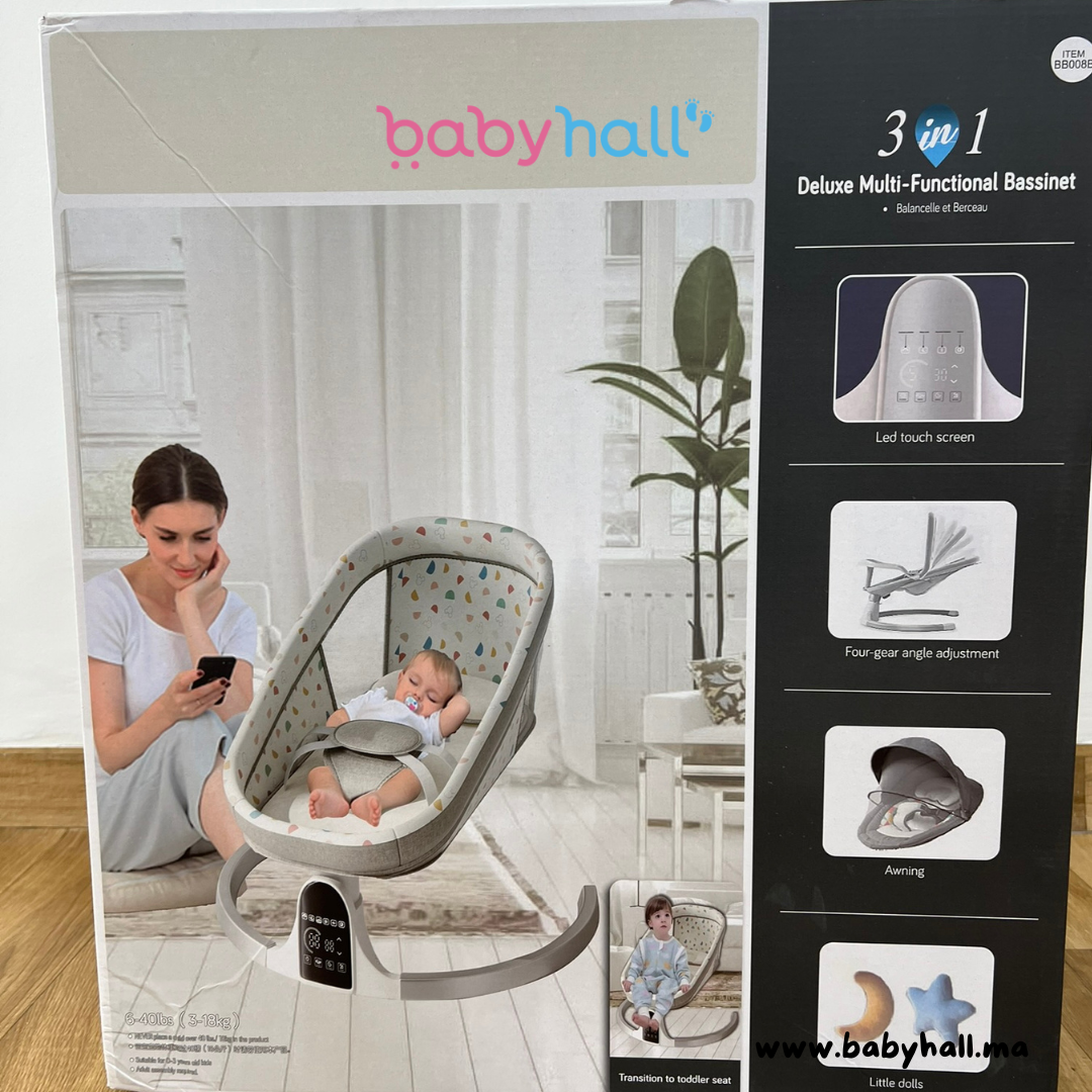 Balancelle électrique Bébé 3-en-1 Deluxe avec Télécommande