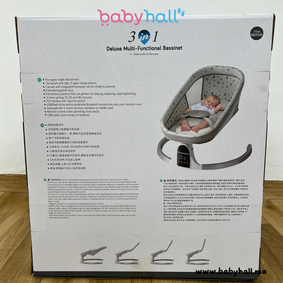 Balancelle électrique Bébé 3-en-1 Deluxe avec Télécommande