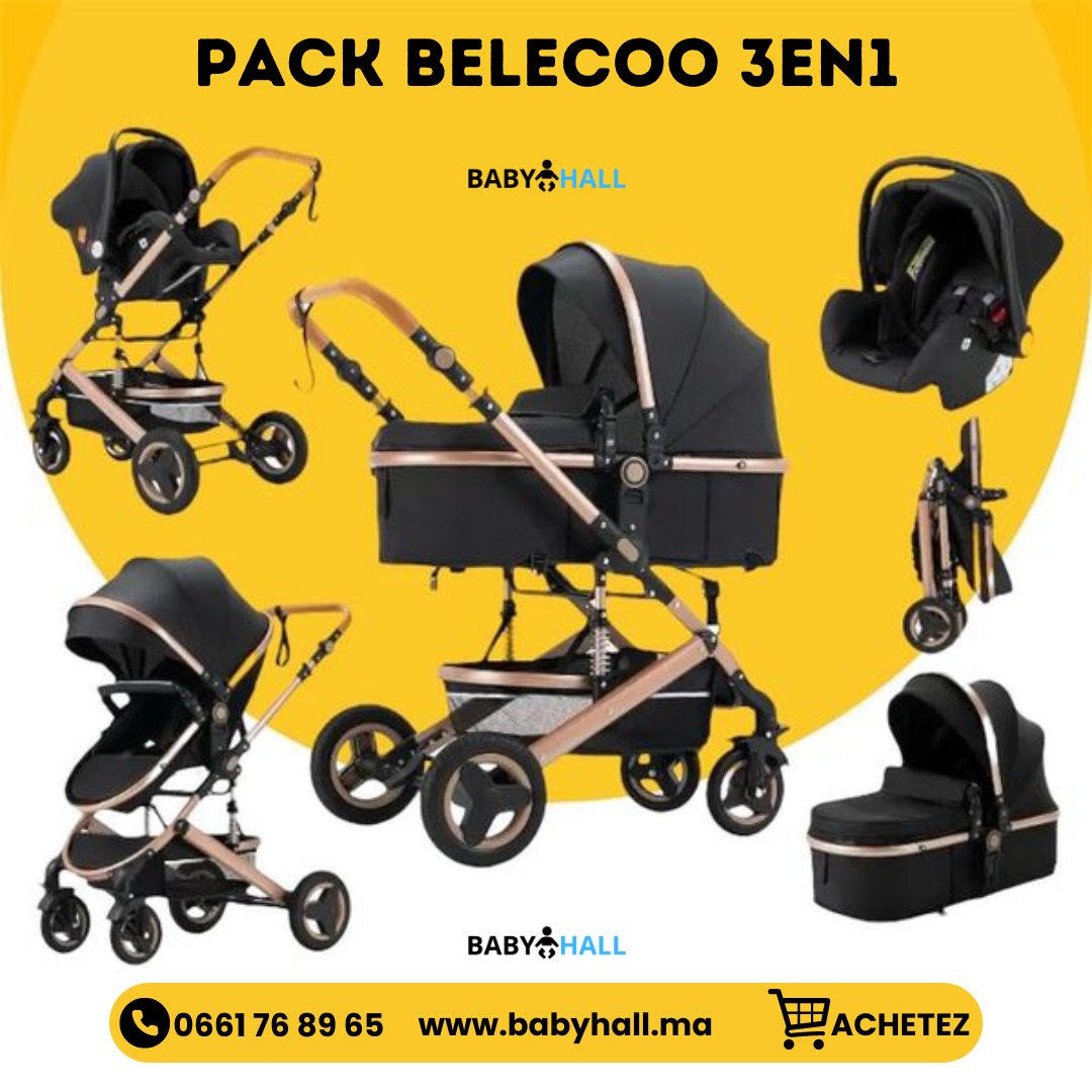 Poussette BELECOO 3en1 + Maxi Cosi et Sac - En Promo Spéciale