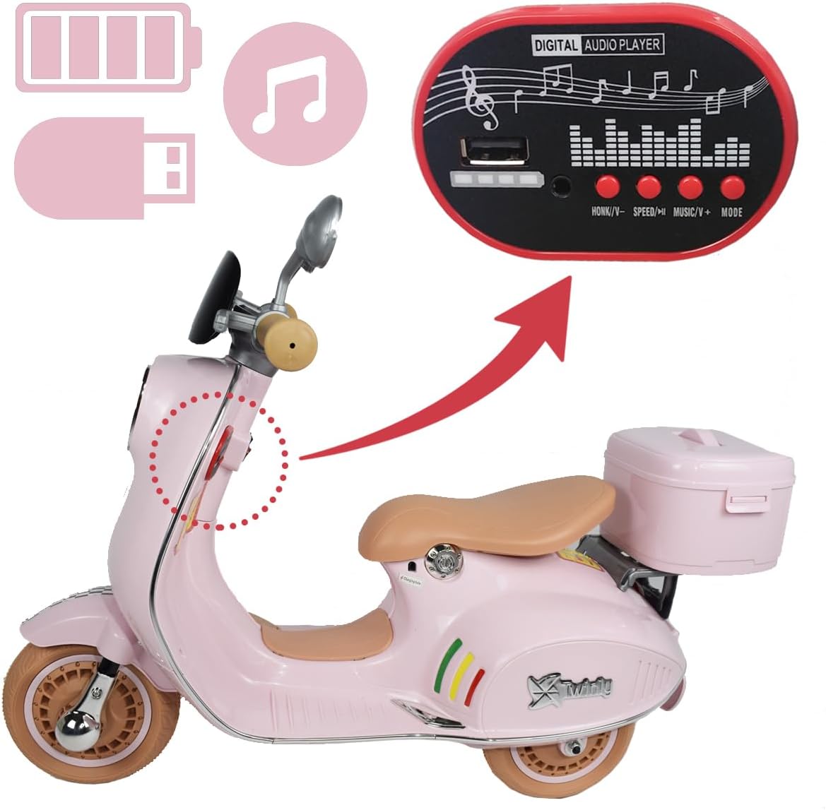 Moto électrique VESPA KIDS 12V pour Enfants (2 à 4 ans)