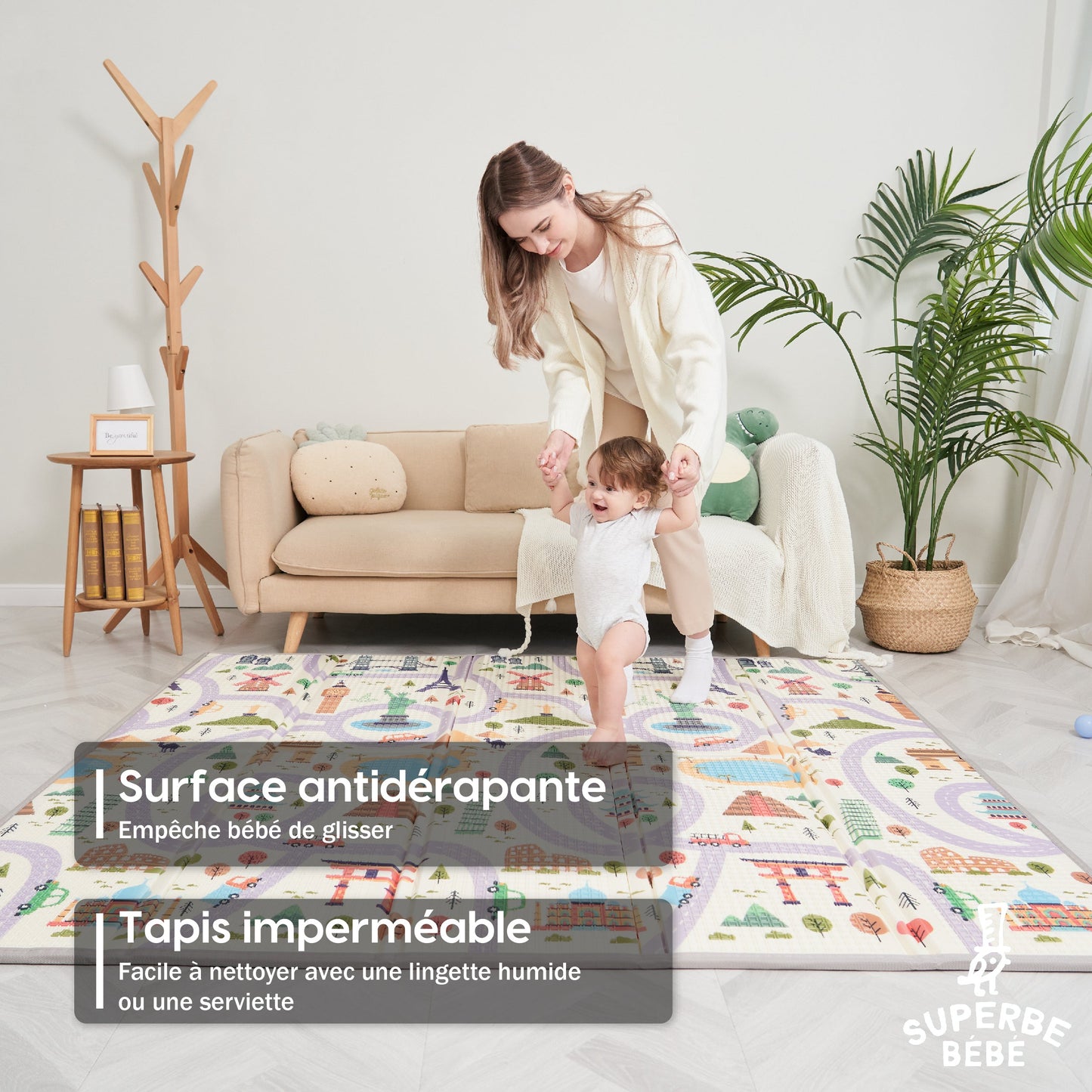 Tapis de Jeu en mousse, épais et pliable pour enfants
