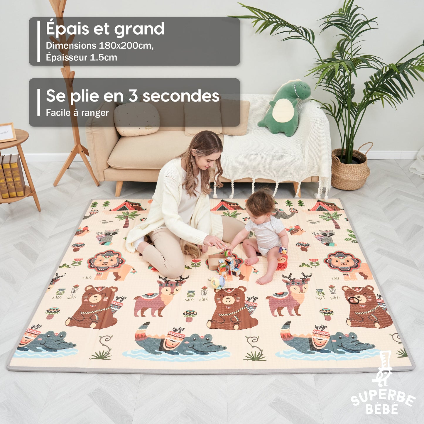Tapis de Jeu en mousse, épais et pliable pour enfants
