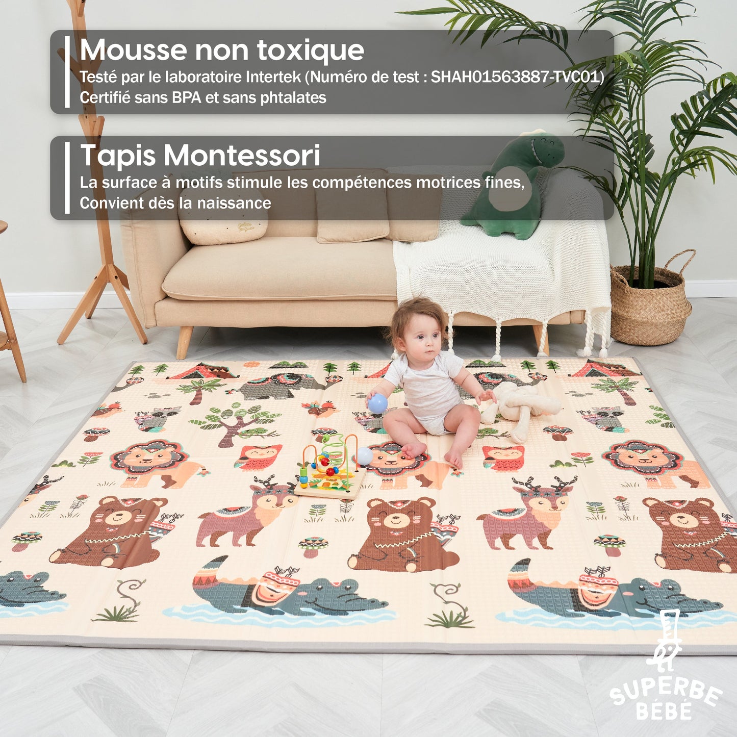 Tapis de Jeu en mousse, épais et pliable pour enfants