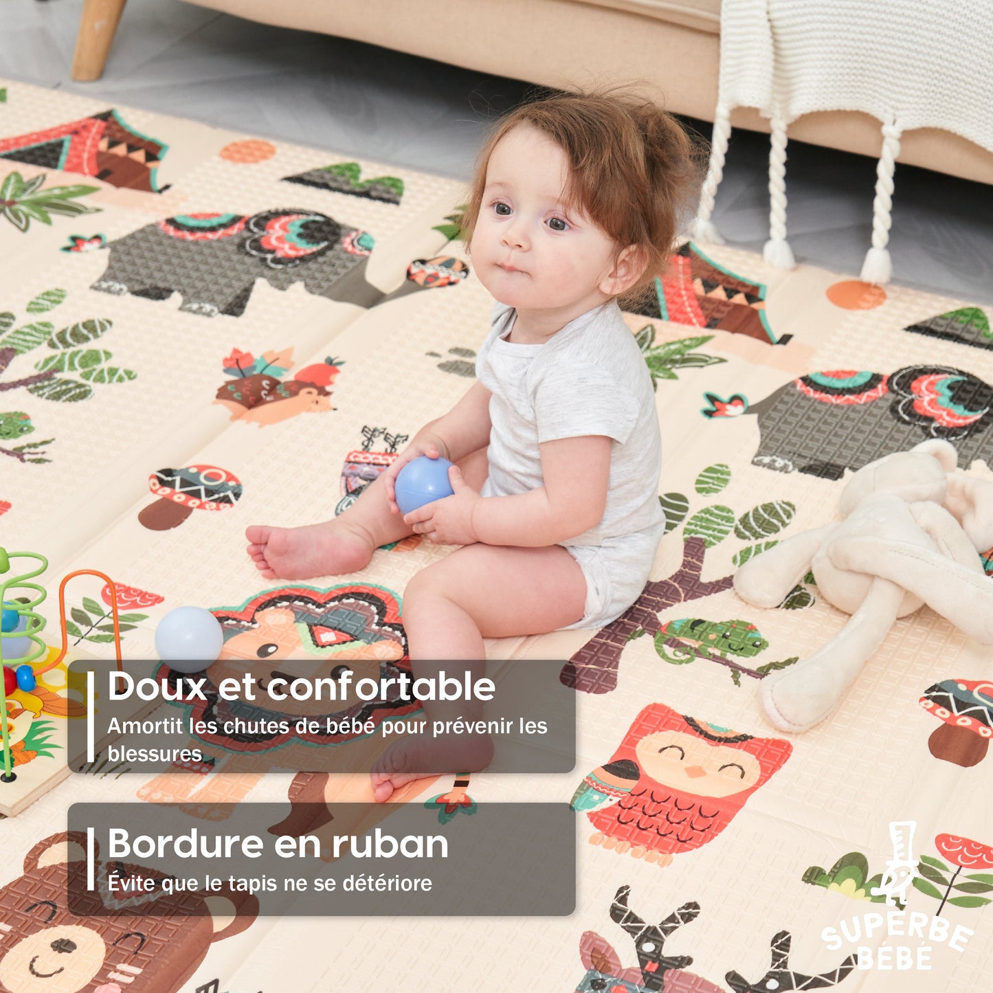 Tapis de Jeu en mousse, épais et pliable pour enfants