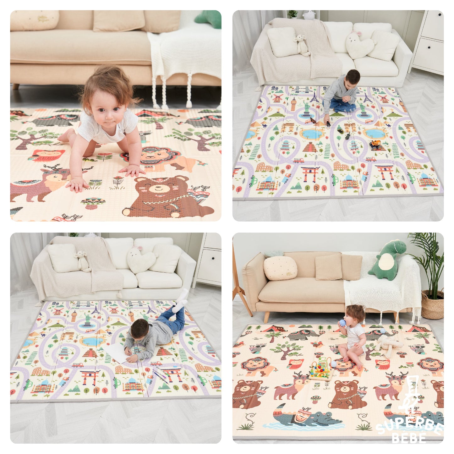 Tapis de Jeu en mousse, épais et pliable pour enfants