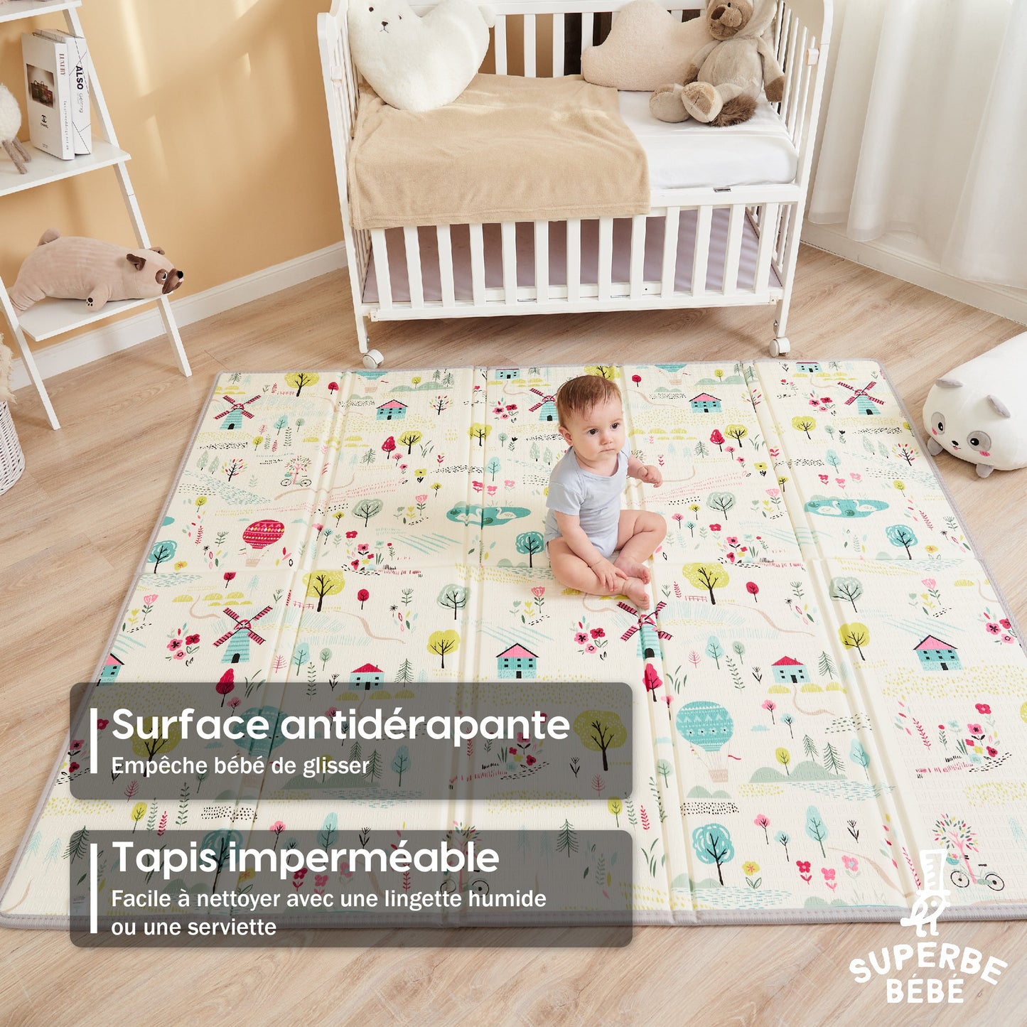 Tapis de Jeu en mousse, épais et pliable pour enfants