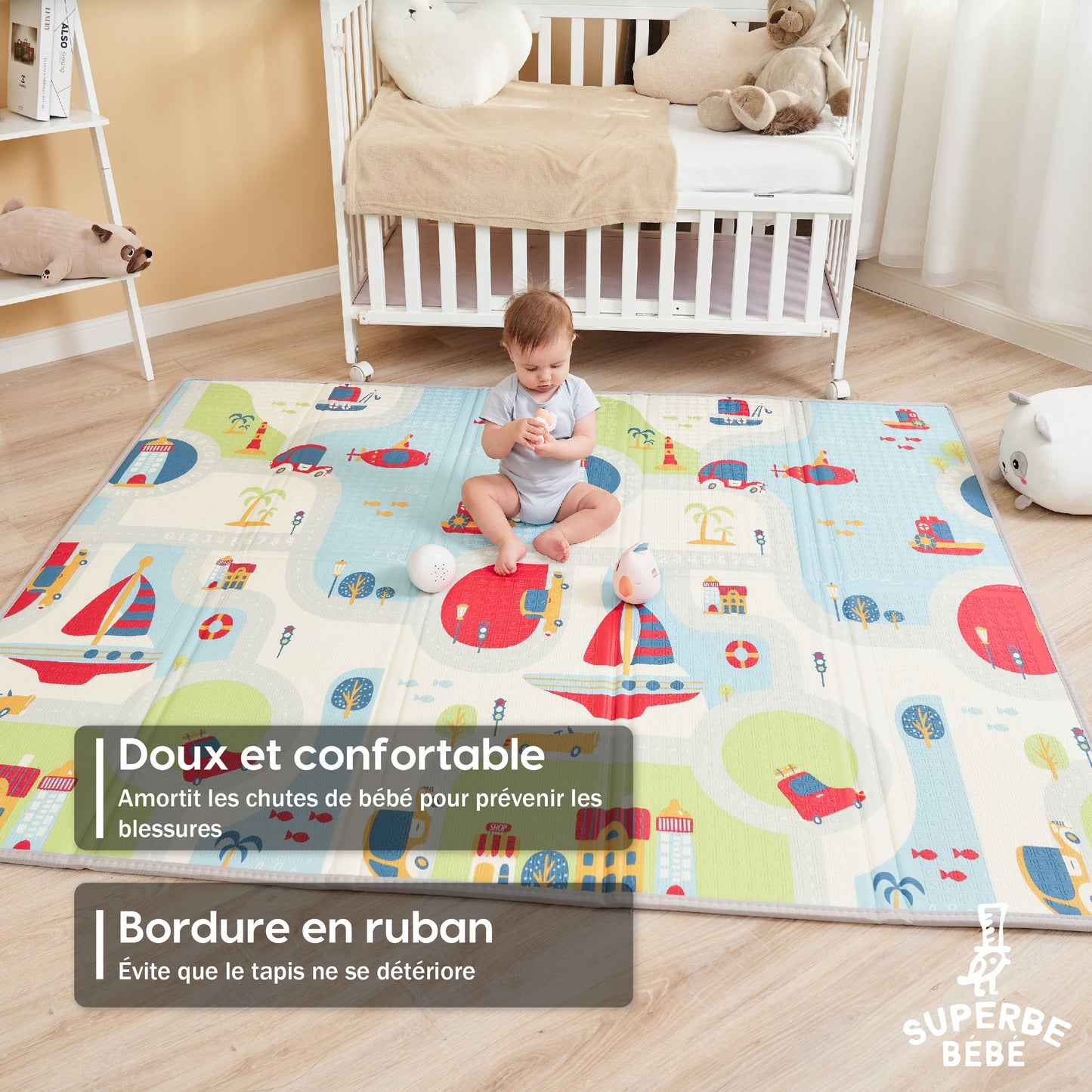 Tapis de Jeu en mousse, épais et pliable pour enfants
