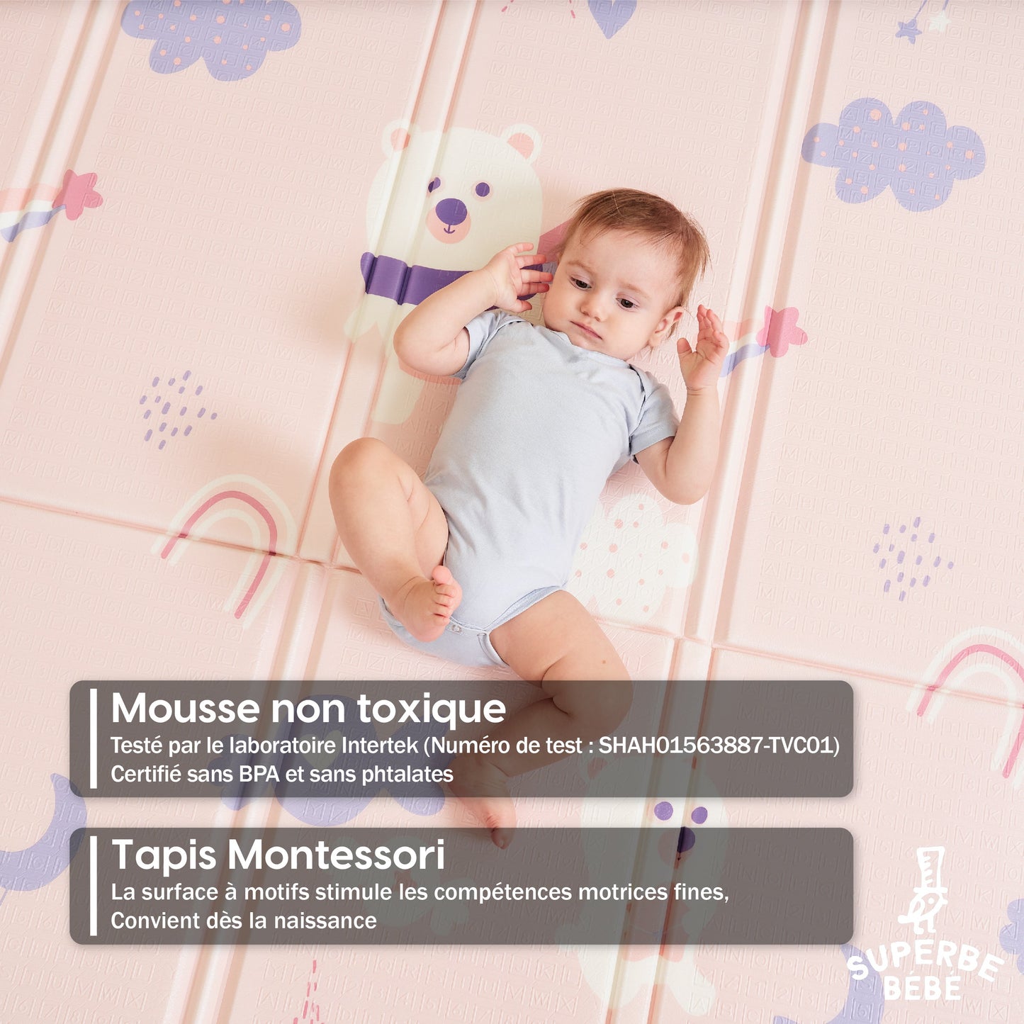 Tapis de Jeu en mousse, épais et pliable pour enfants