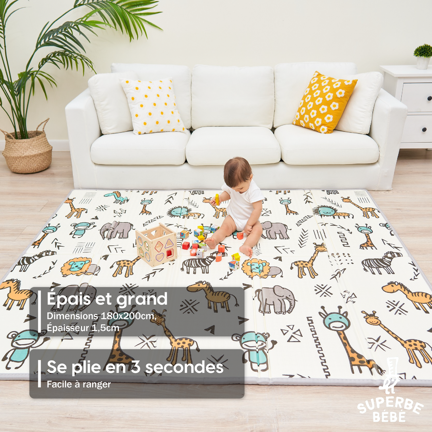 Tapis de Jeu en mousse, épais et pliable pour enfants