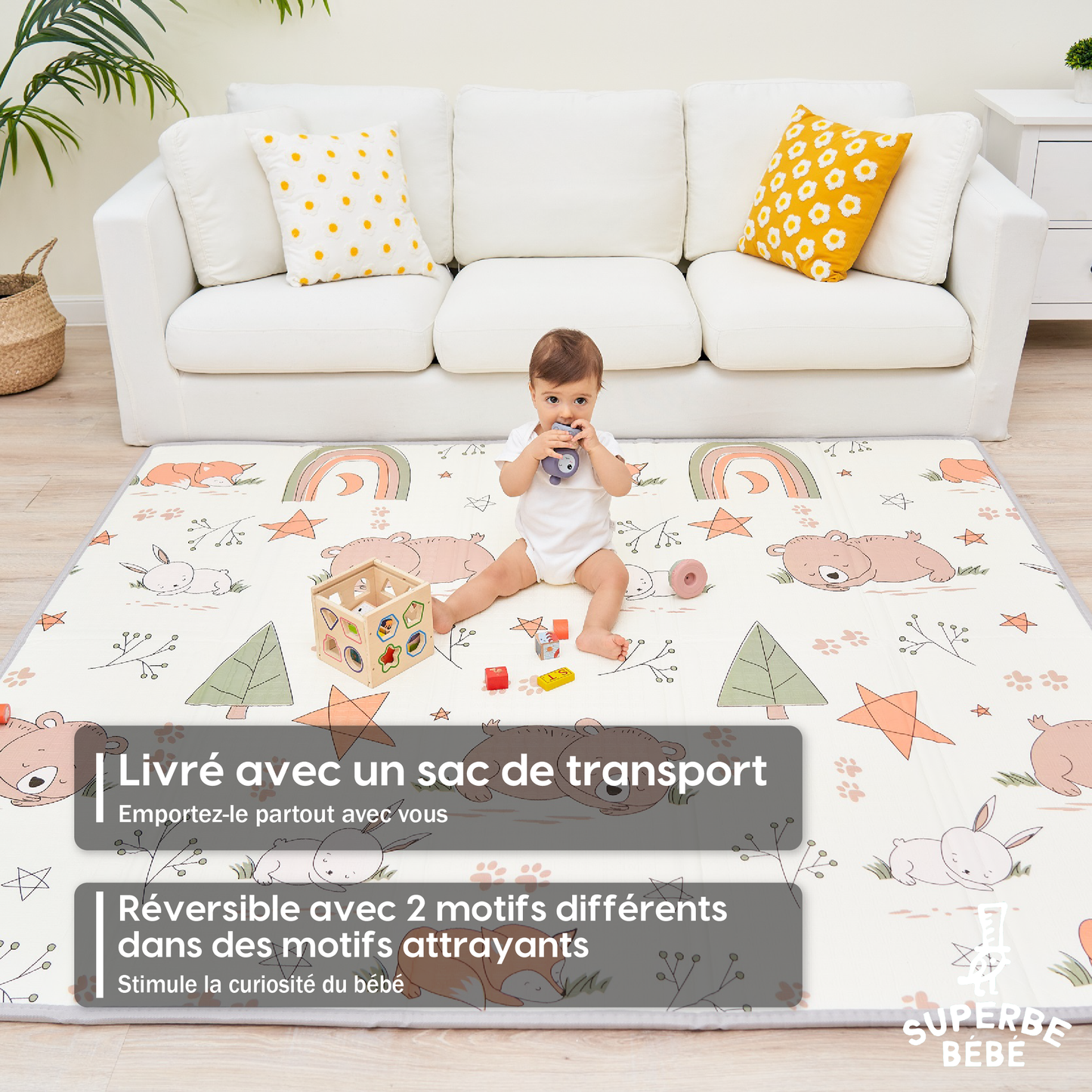 Tapis de Jeu en mousse, épais et pliable pour enfants