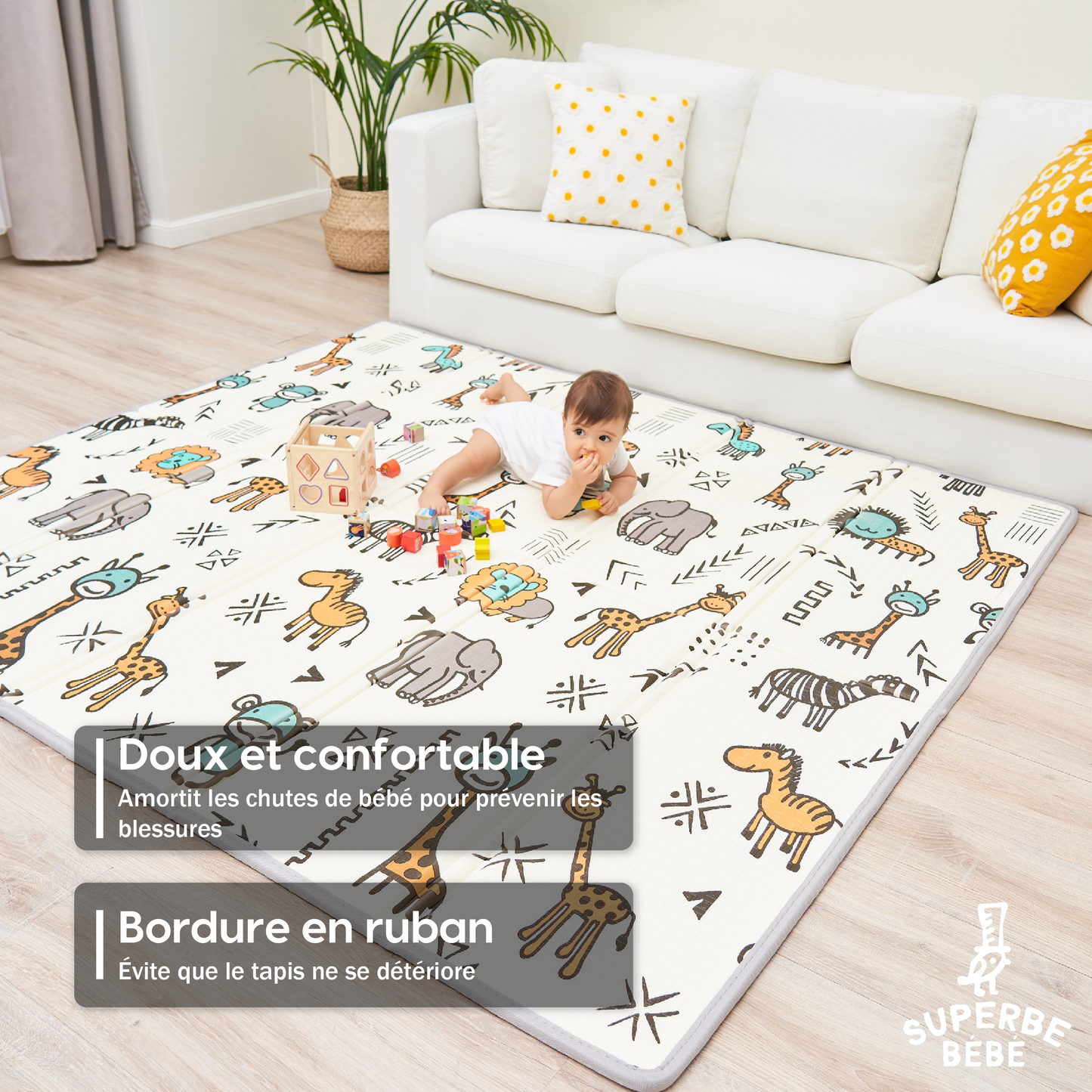 Tapis de Jeu en mousse, épais et pliable pour enfants