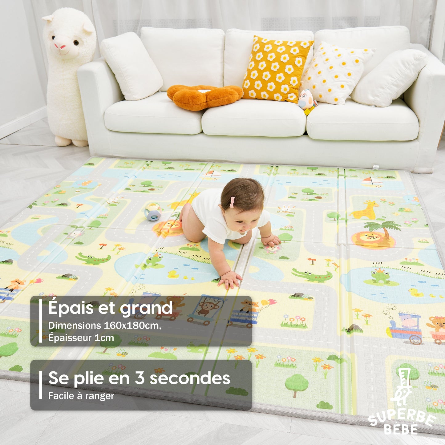 Tapis de Jeu en mousse, épais et pliable pour enfants