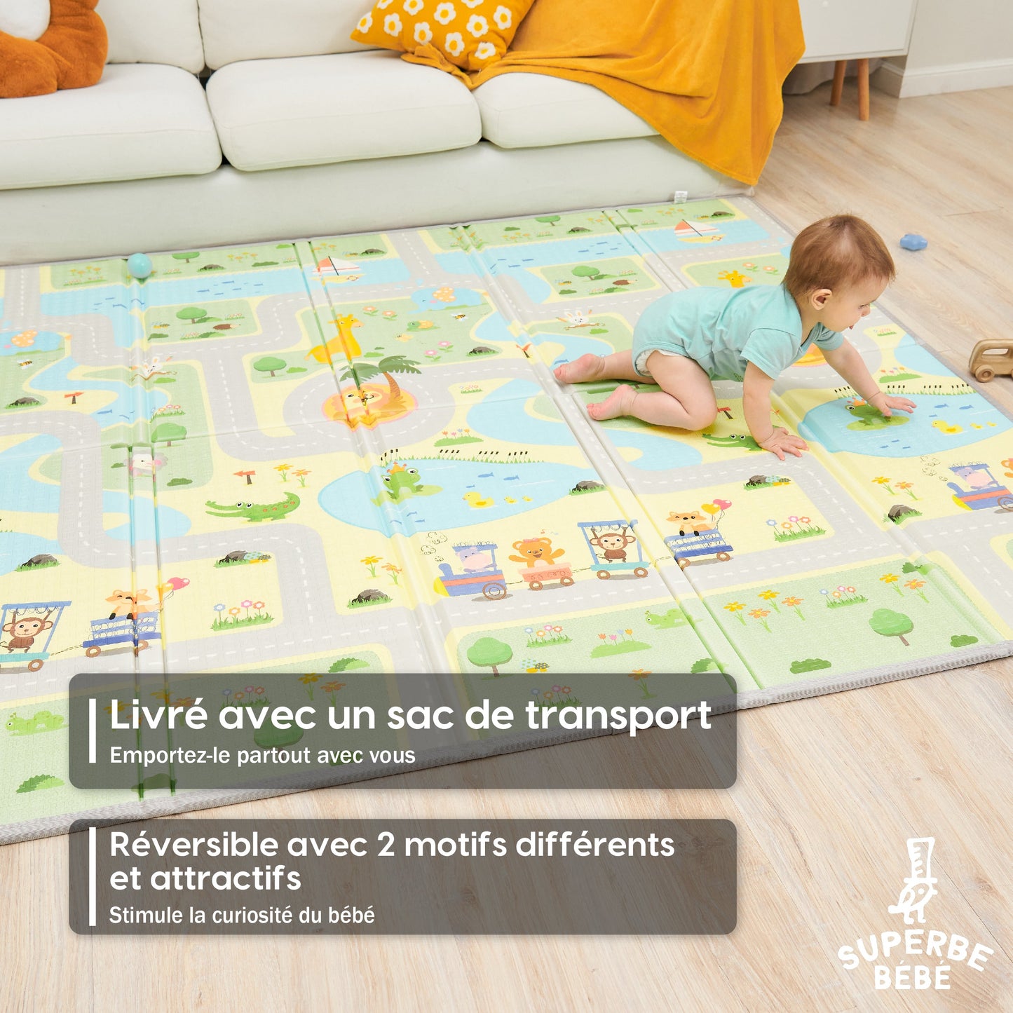 Tapis de Jeu en mousse, épais et pliable pour enfants