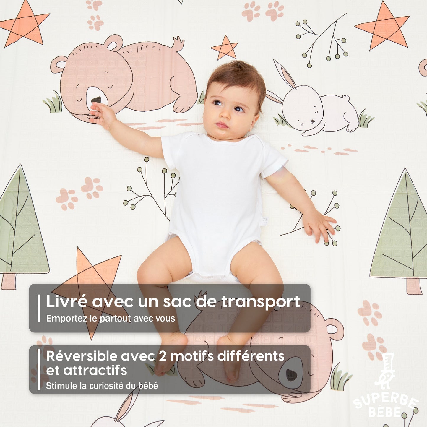 Tapis de Jeu en mousse, épais et pliable pour enfants