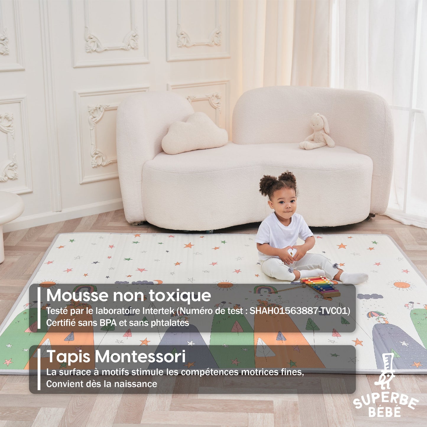 Tapis de Jeu en mousse, épais et pliable pour enfants