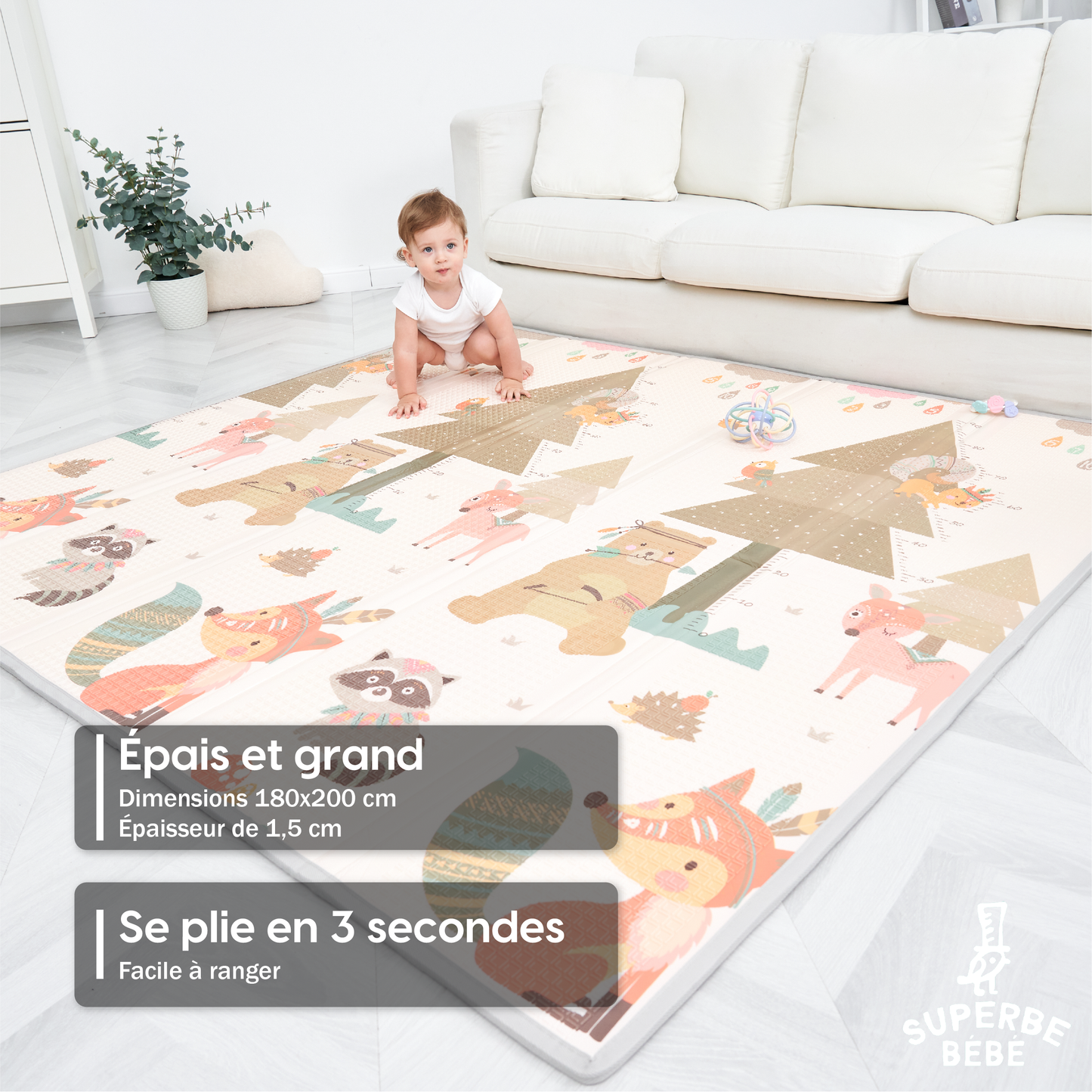 Tapis de Jeu en mousse, épais et pliable pour enfants