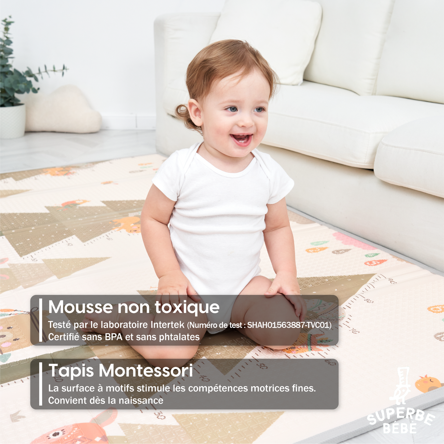 Tapis de Jeu en mousse, épais et pliable pour enfants