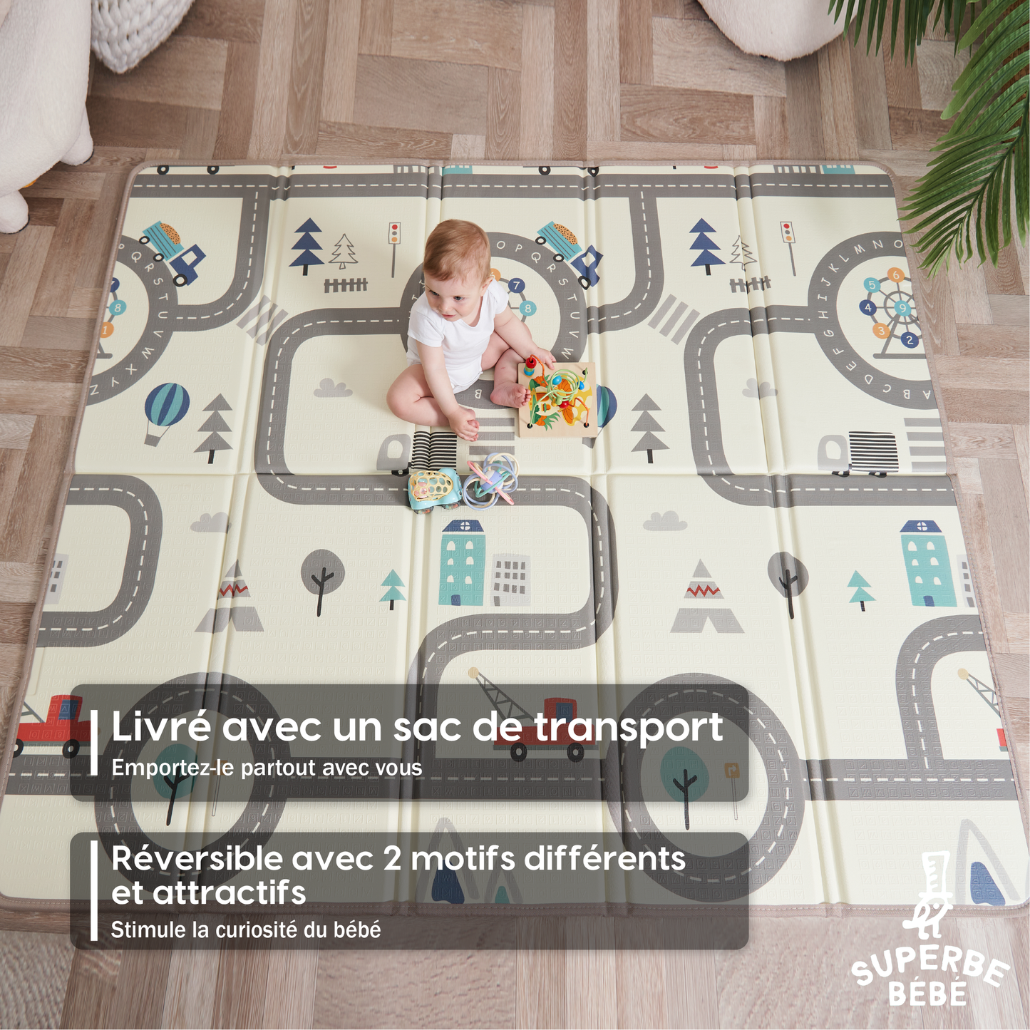 Tapis de Jeu en mousse, épais et pliable pour enfants