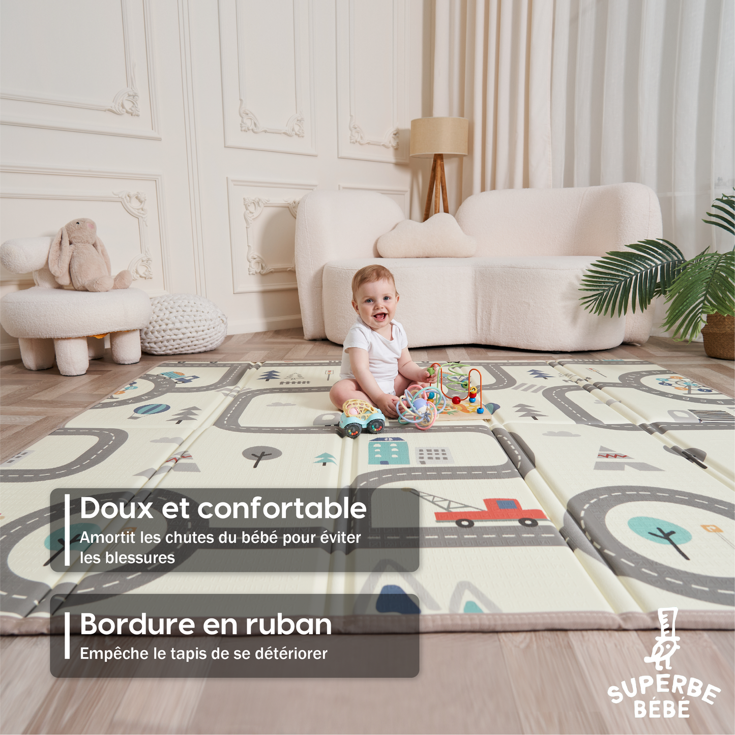 Tapis de Jeu en mousse, épais et pliable pour enfants