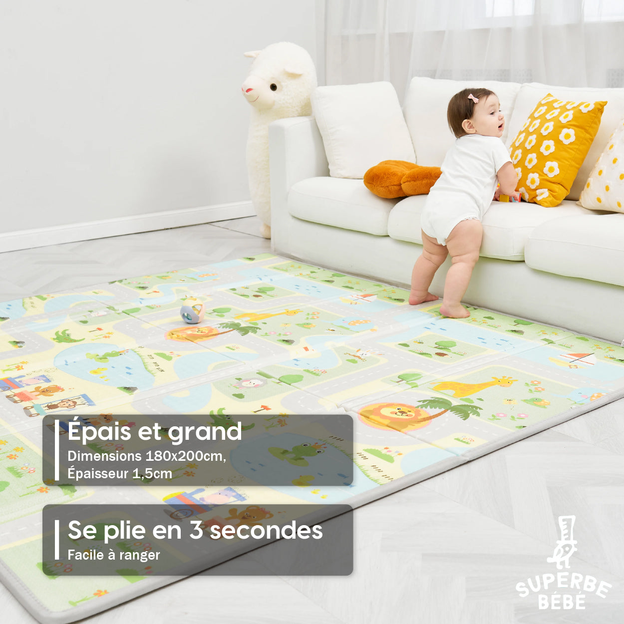 Tapis de Jeu en mousse, épais et pliable pour enfants