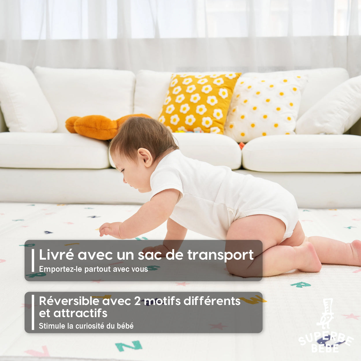 Tapis de Jeu en mousse, épais et pliable pour enfants