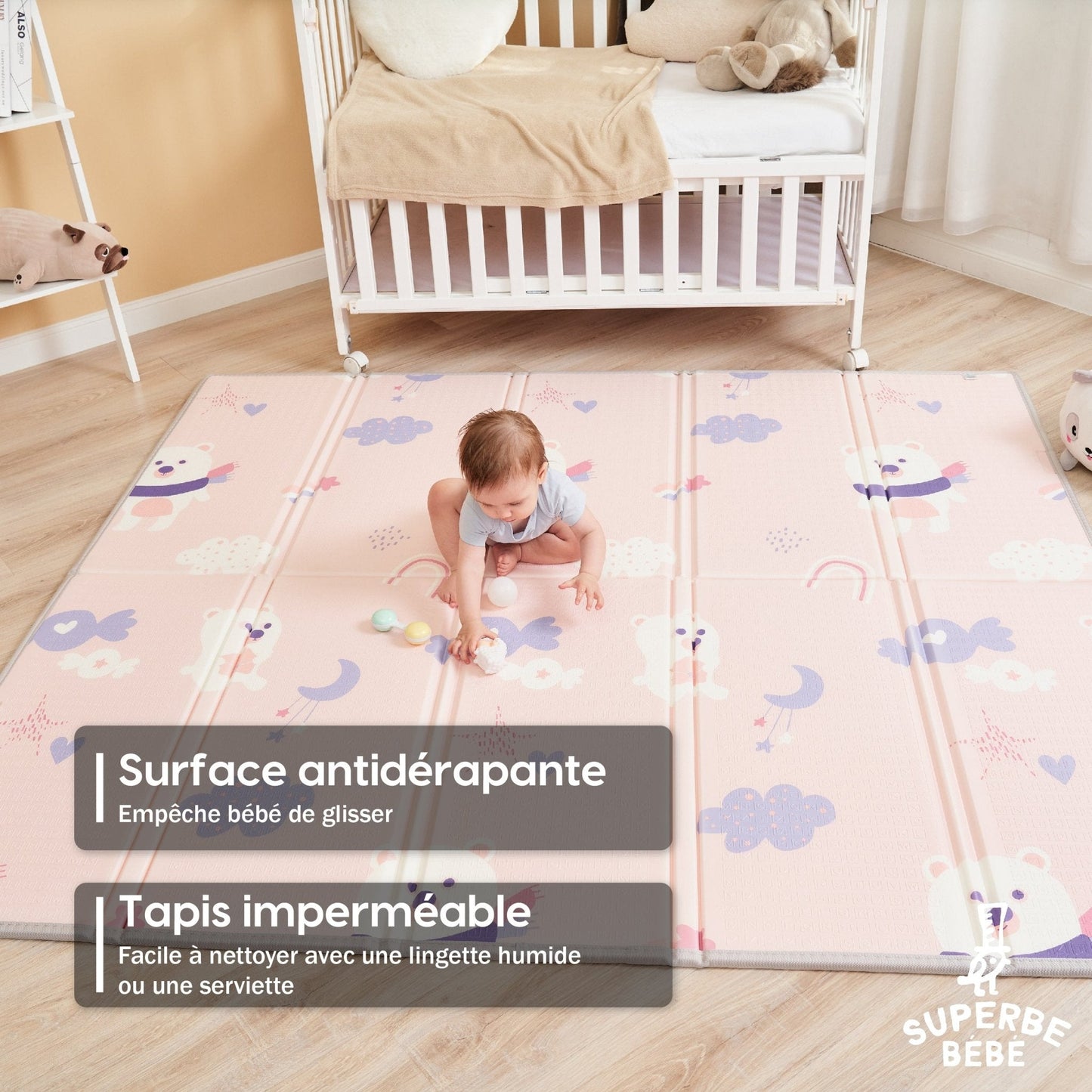 Tapis de Jeu en mousse, épais et pliable pour enfants