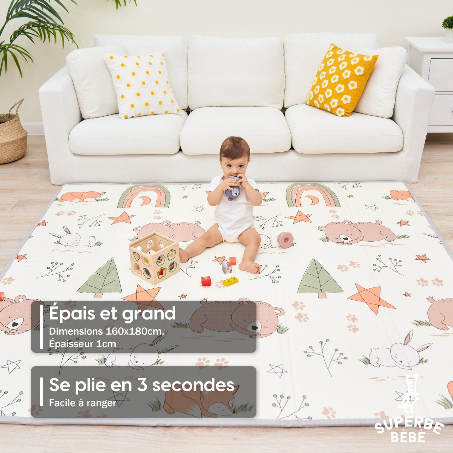 Tapis de Jeu en mousse, épais et pliable pour enfants