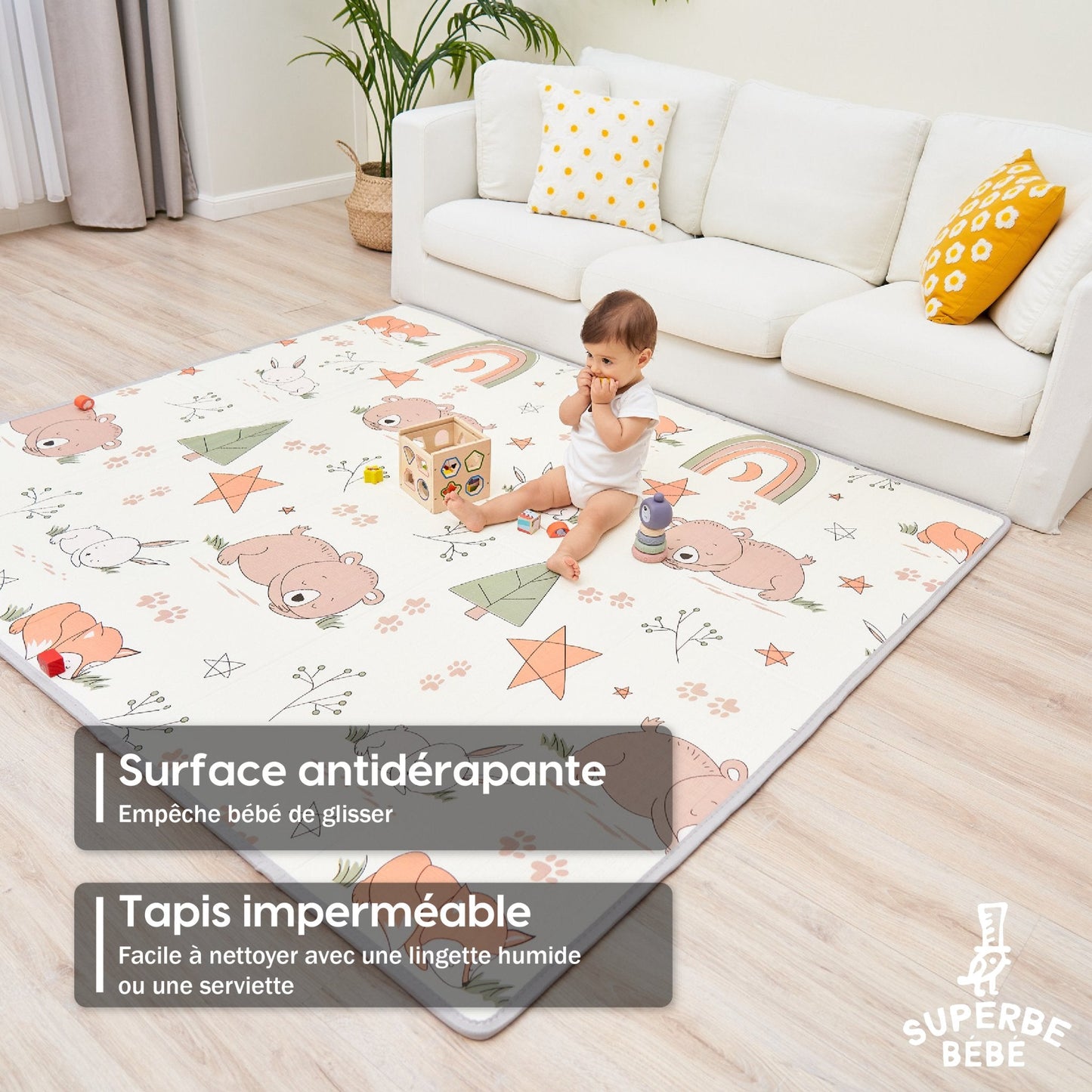 Tapis de Jeu en mousse, épais et pliable pour enfants