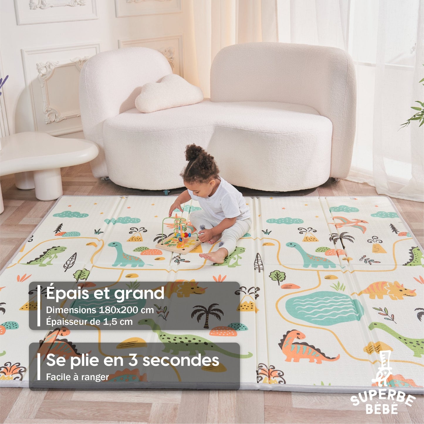 Tapis de Jeu en mousse, épais et pliable pour enfants