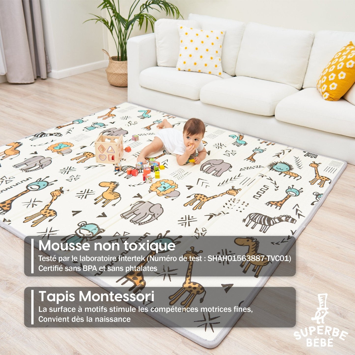 Tapis de Jeu en mousse, épais et pliable pour enfants