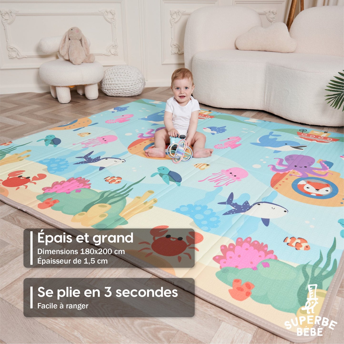 Tapis de Jeu en mousse, épais et pliable pour enfants