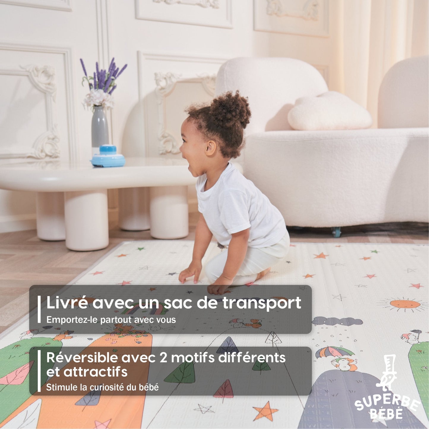 Tapis de Jeu en mousse, épais et pliable pour enfants