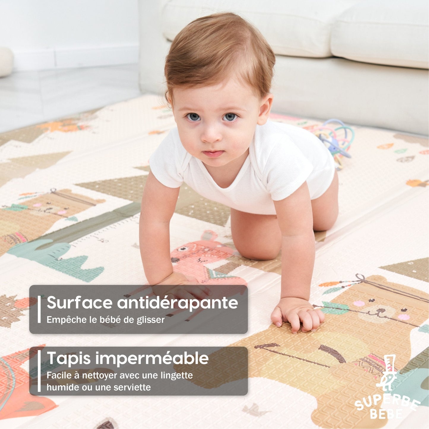 Tapis de Jeu en mousse, épais et pliable pour enfants