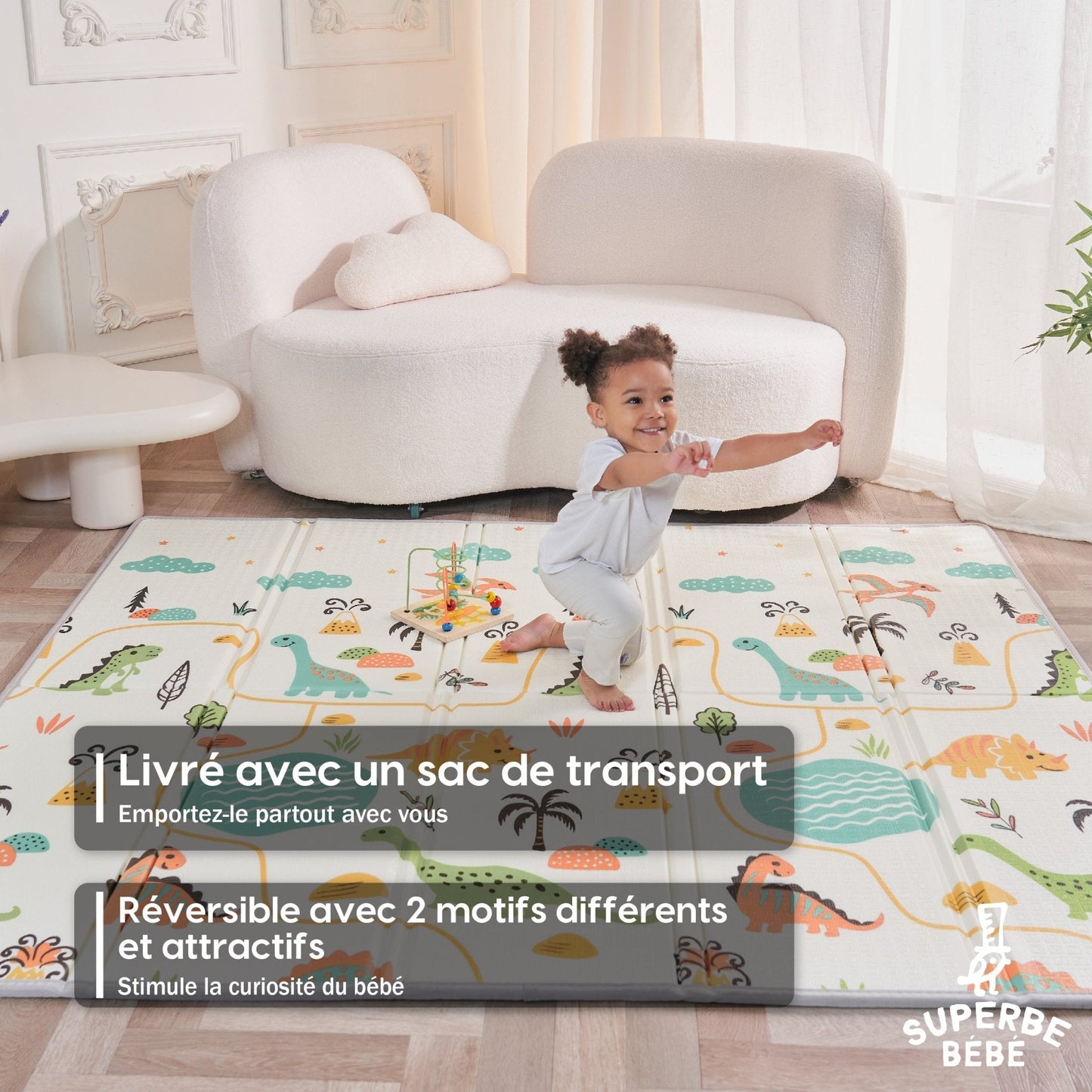 Tapis de Jeu en mousse, épais et pliable pour enfants